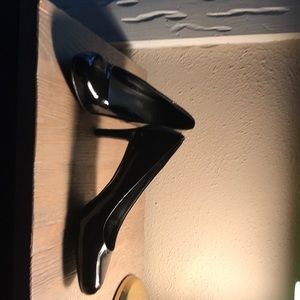Black patent heels